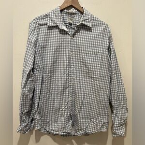 J Crew Grey & White Plaid Long Sleeve Button Down Dress Shirt - Mens Size Medium